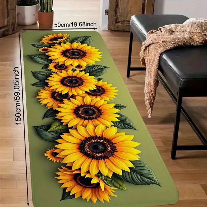 Tapis de sol VIKAMA motif tournesol floral pour l'automne, tapis de salon, tapis de canapé, tapis de cuisine, paillasson d'entrée, tapis de bienvenue