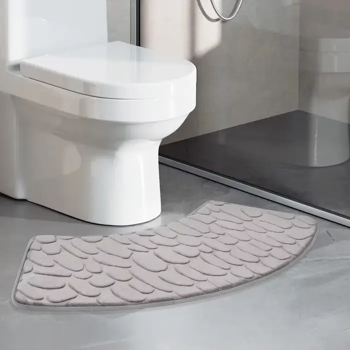 Tapis de sol de salle de bain en relief, 1 pièce, tapis festonné incurvé, antidérapant, absorbant, pour toilettes, douche, bain