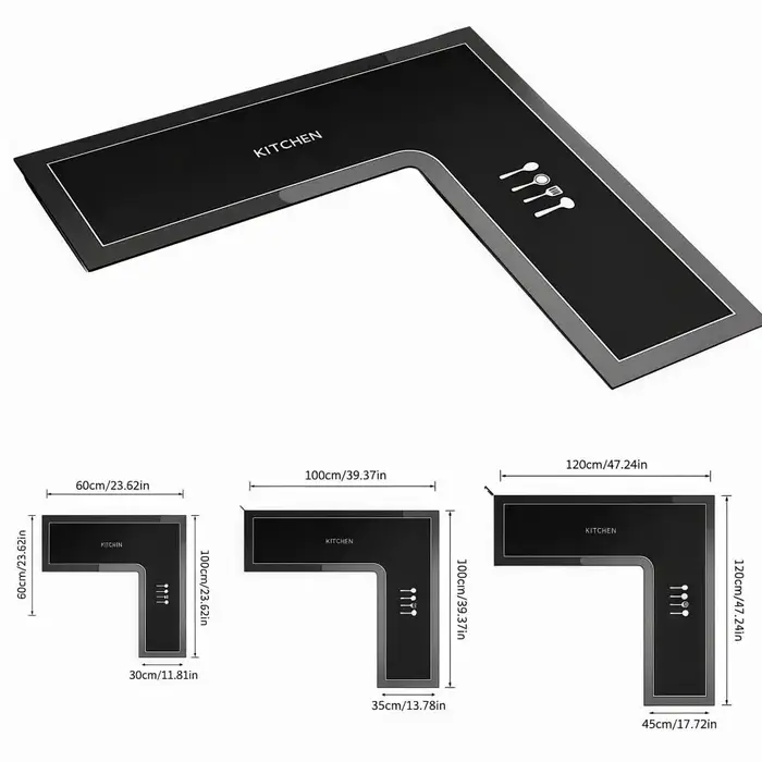 Tapis d'angle de cuisine de luxe en forme de L