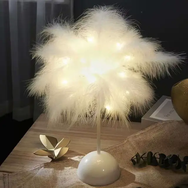 Chambre LED veilleuse plume lampe de Table lampe de chevet moderne décoration de mariage petite lant