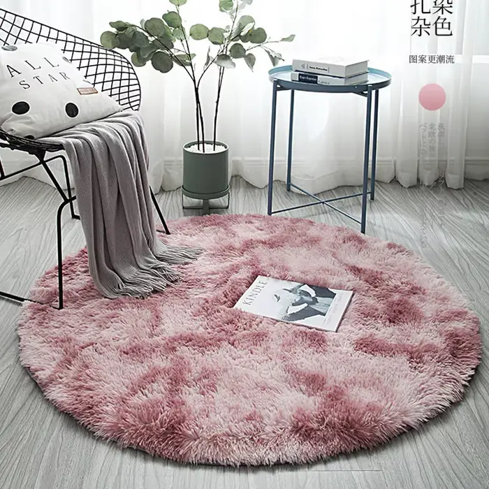 Tapis de chambre rond à cheveux longs