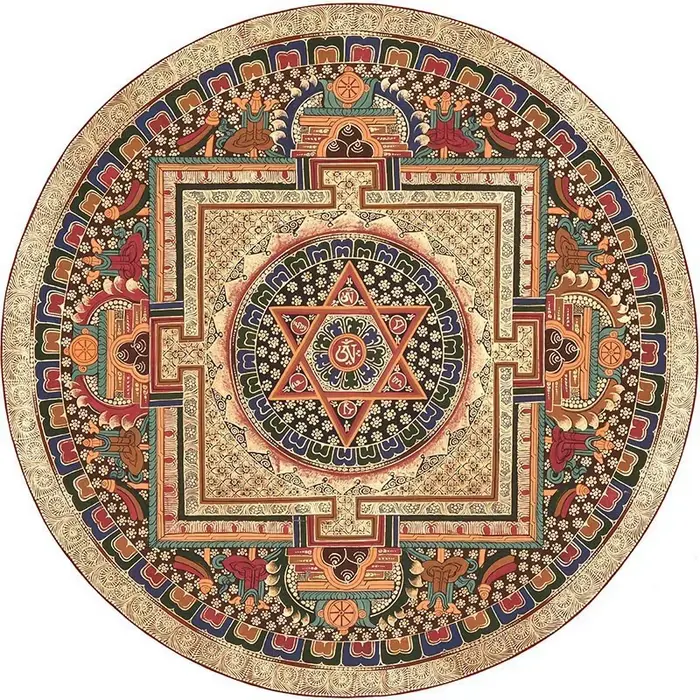 Tapis tibétain Mandala VIKAMA avec art Thangka intemporel