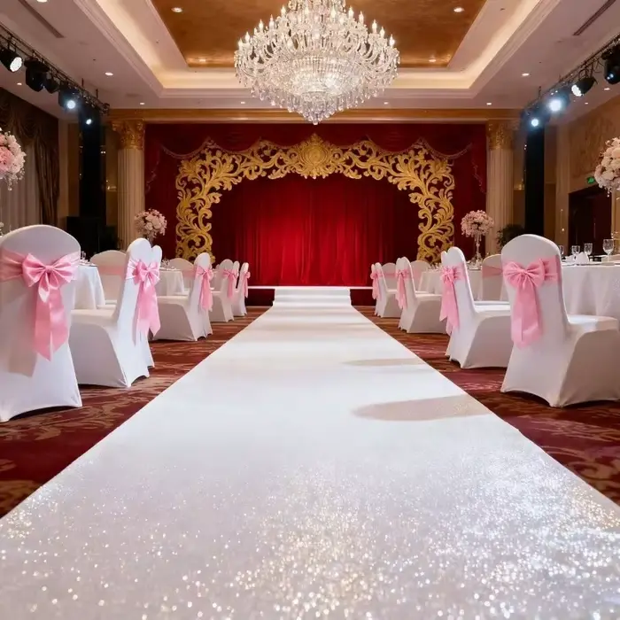 Tapis blanc scintillant romantique pour mariage, noël, Thanksgiving, Halloween, accessoires d'extéri