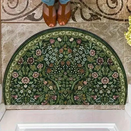 Tapis de bienvenue semi-circulaire 2D plat rétro Mandala Tournesol