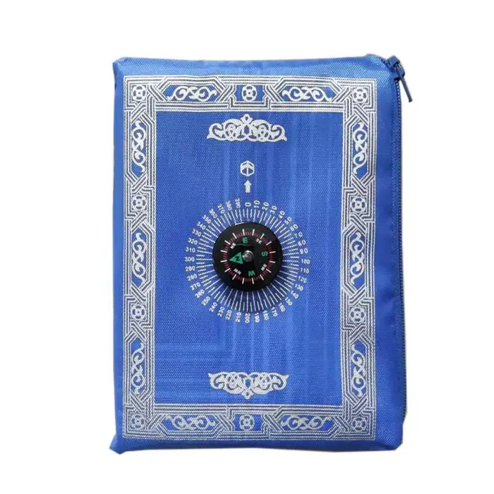 Tapis de prière en Polyester tressé Portable, 100x60cm, simplement imprimé avec boussole dans la poc