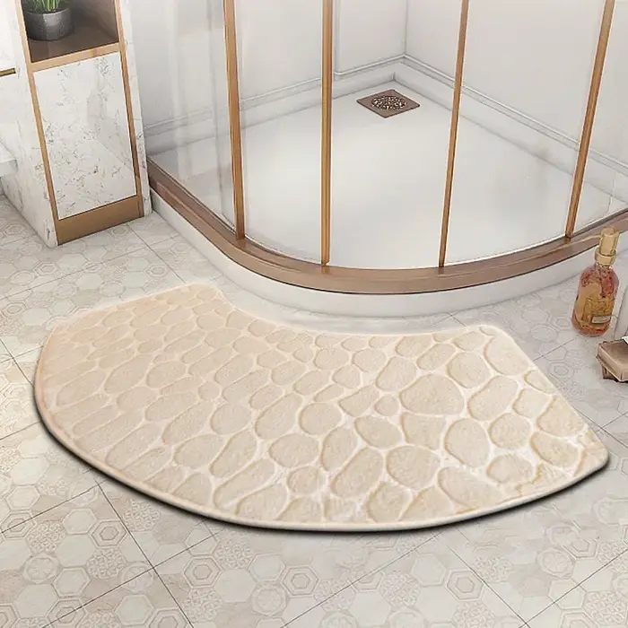 Tapis de sol de salle de bain en relief, 1 pièce, tapis festonné incurvé, antidérapant, absorbant, pour toilettes, douche, bain