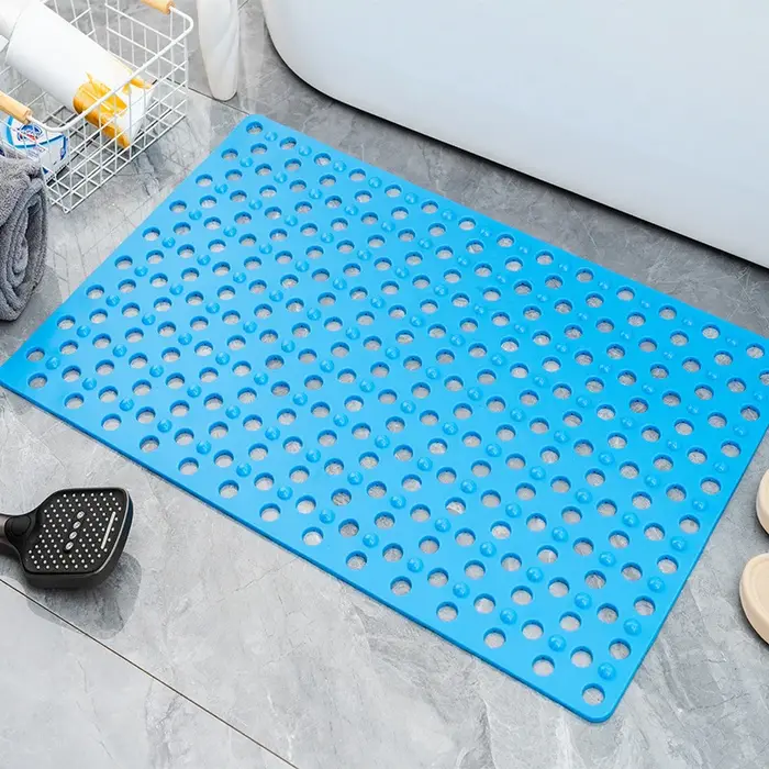 Tapis de bain antidérapant en caoutchouc anti-moisissure avec trous de drainage, lavable en machine,