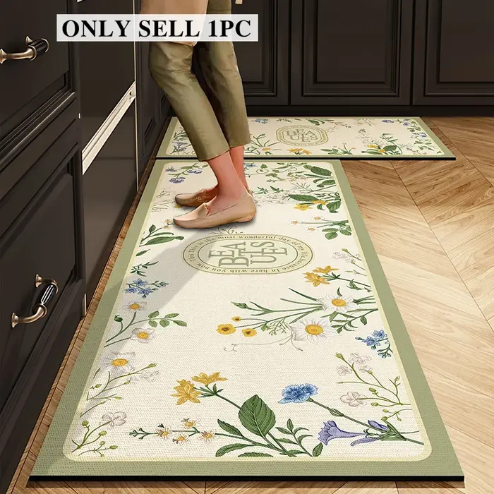 Tapis de cuisine imperméable en cuir PVC