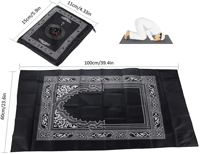 Tapis de prière de poche de prière Portable, cadeau islamique musulman, imperméable, avec boussole, couverture de prière de voyage, 100x60cm