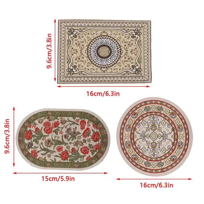 Tapis de couverture de sol de style turc, jouet de courses, maison l'inventaire, rond, carré, polymères de sol, modèle de bricolage, décor de chambre et de salon, 1PC
