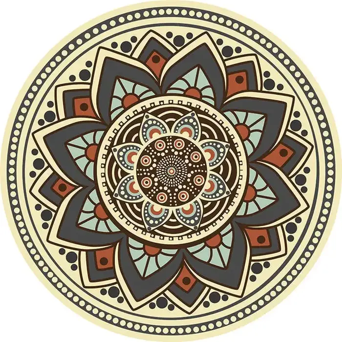 Polymères de sol Ethnic Persian Mandala Round Lea