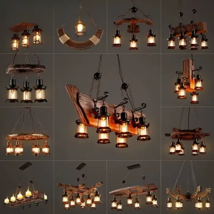 Vintage bois LED lampes suspendues du milieu du siècle