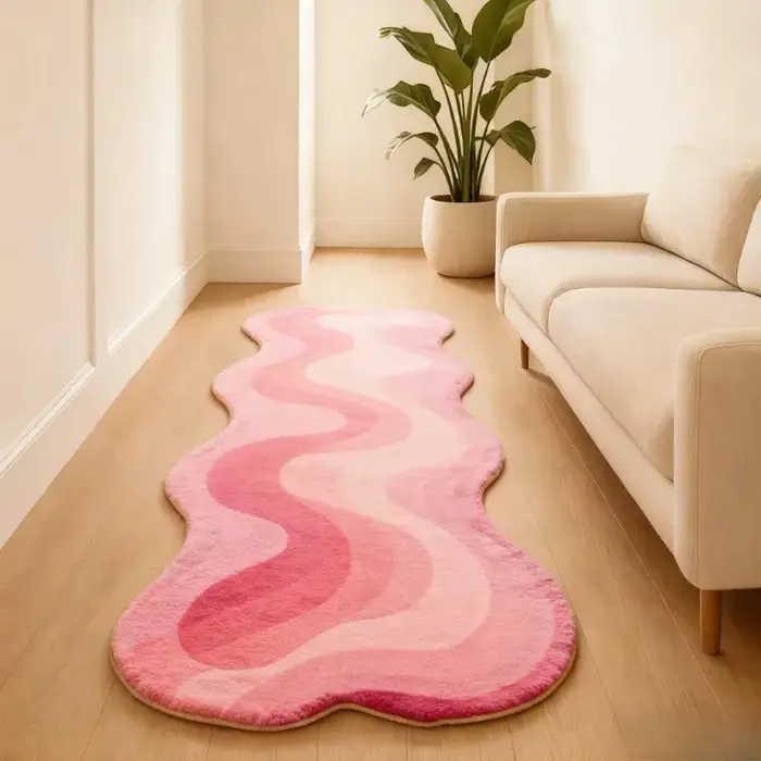 Tapis Shaggy VIKAMA – Lance de chevet irrégulière en forme de Dopamine