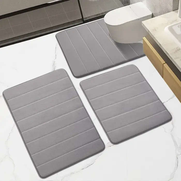 Ensemble de tapis de salle de bain en mousse à mémoire de forme, antidérapant, Super absorbant, pour sol de salle de bain, lavable en Machine, 1/2/3 pièces