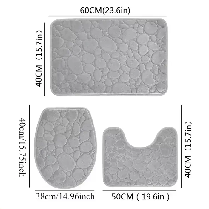 Tapis de sol Simple pour salle de bain, couleur unie, absorbant l'eau et antidérapant, motif pierre,