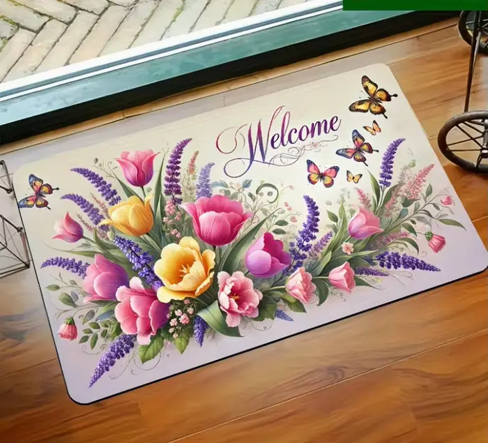 Tapis de bienvenue en hortensia violet