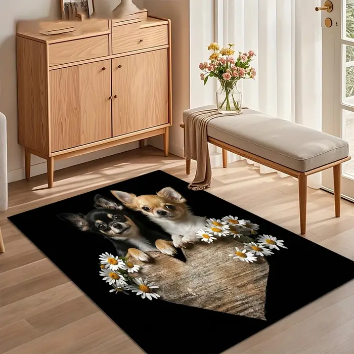 Tapis à motif de chien Chihuahua mignon, tapis décoratif Adorable, antidérapant, pour entrée, salon,