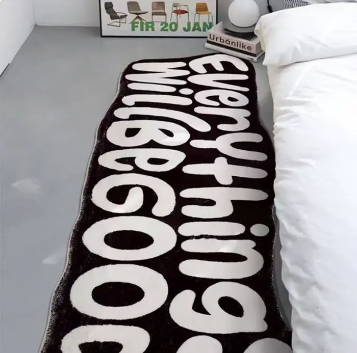 VIKAMA noir et blanc lettres Imitation cachemire bande tapis décoration de la maison refroidissement chambre lit