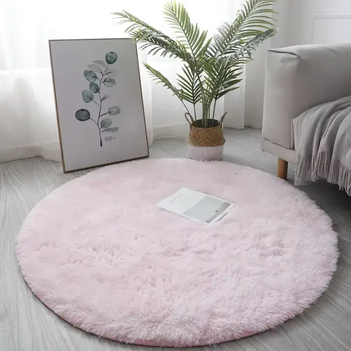 Tapis en Polymères Ronds en Peluche Super Doux