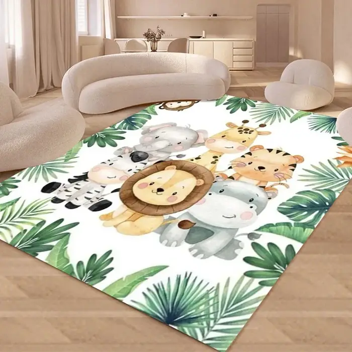 Tapis imprimé animaux de la jungle 3D
