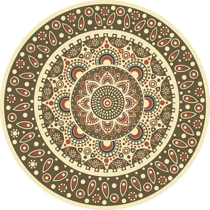 Polymères de sol Ethnic Persian Mandala Round Lea