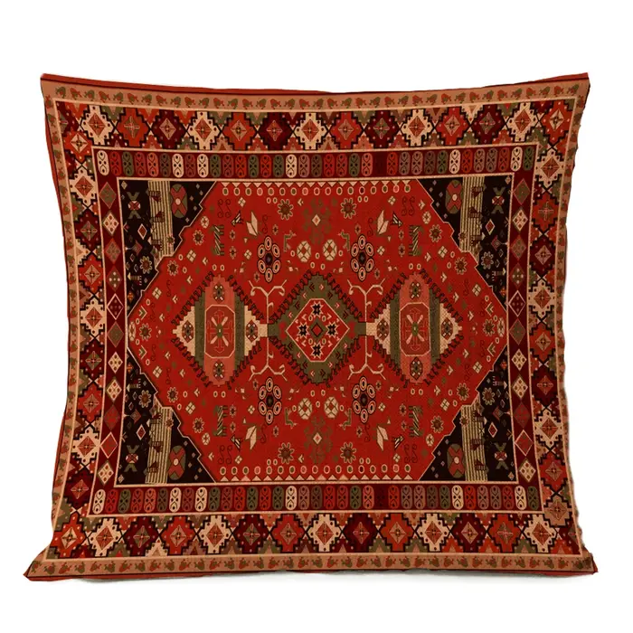 Taie d'oreiller décorative pour canapé, tapis persan ethnique, coussin géométrique, rouge, bleu, tribal, bergame, bohème, décoration de la maison