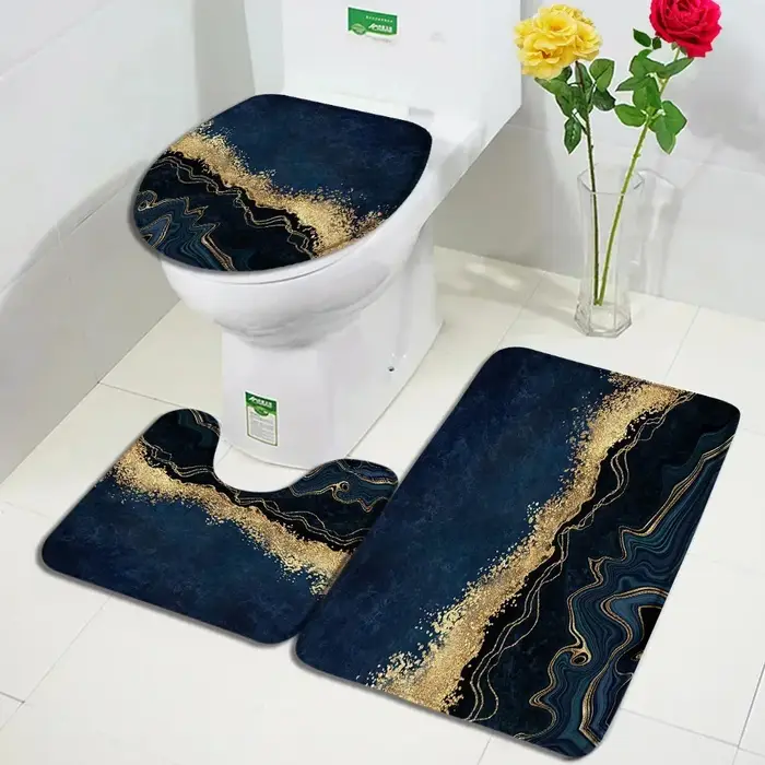 Ensembles de tapis de bain en marbre abstrait