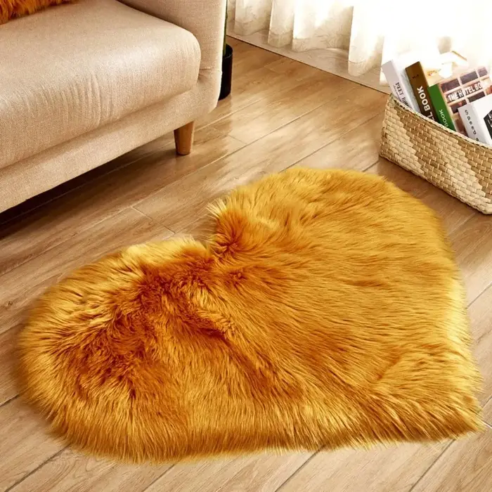 Tapis shaggy décoratif en fausse laine pour chambre à coucher
