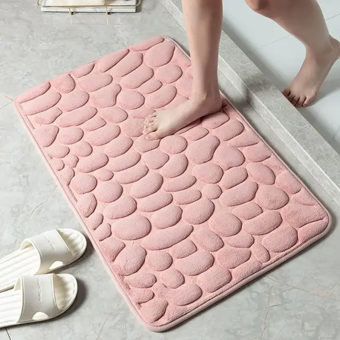 Tapis de sol pour la maison avec mousse à mémoire de forme souple et Base antidérapante en PVC, tapis absorbant en galets pour salle de bain, toilettes, chambre à coucher