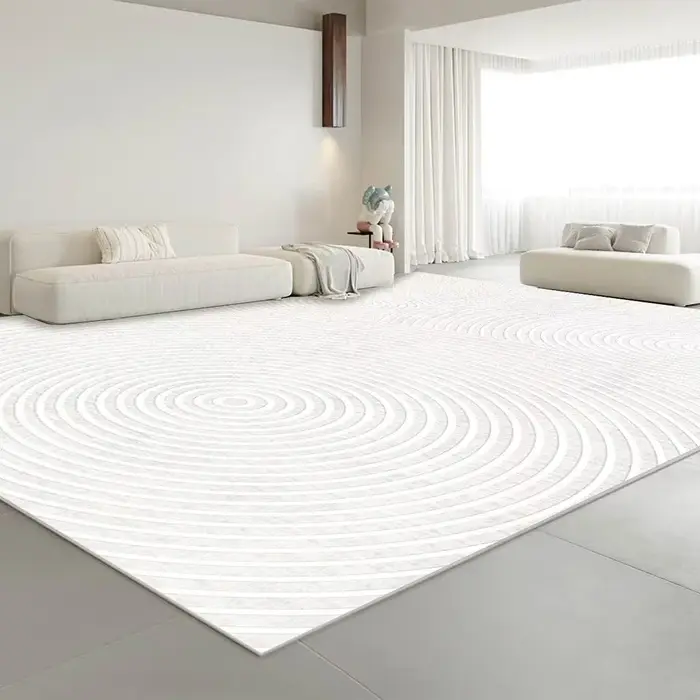 Grand tapis de salon minimaliste blanc moderne