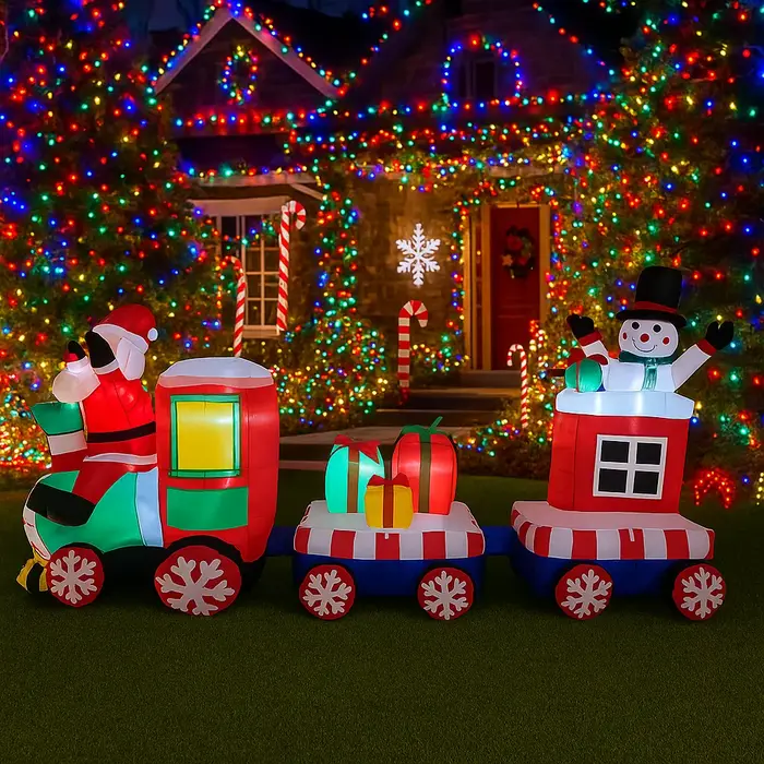 Train gonflable du père noël