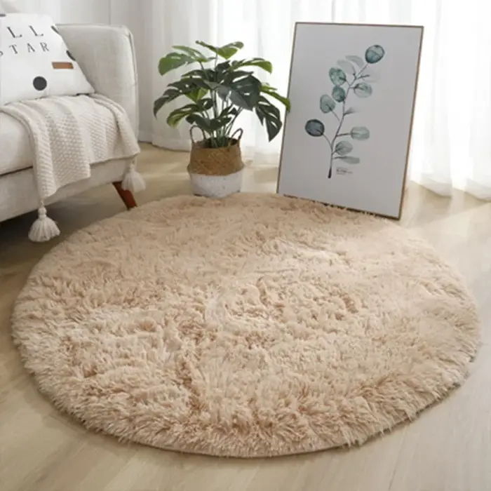 Tapis en Polymères Ronds en Peluche Super Doux, pour Salon, Décoration de Maison, Chambre d'Enfant,