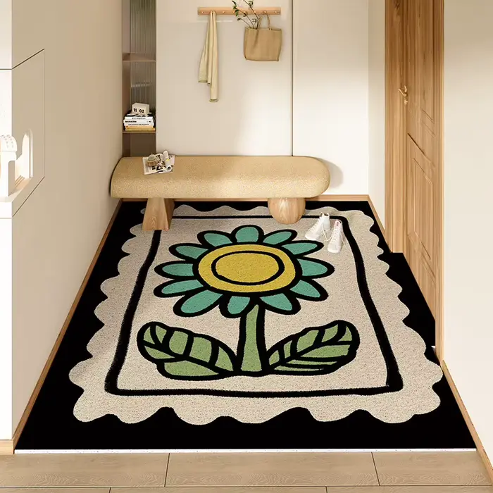 Tapis d'entrée bohème, Design à bords ondulés