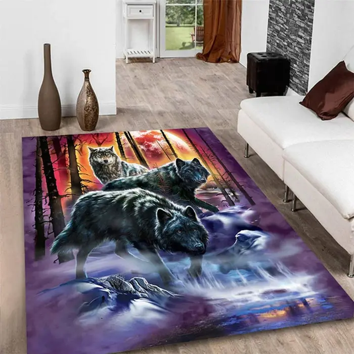 Tapis motif loup imprimé pour porte