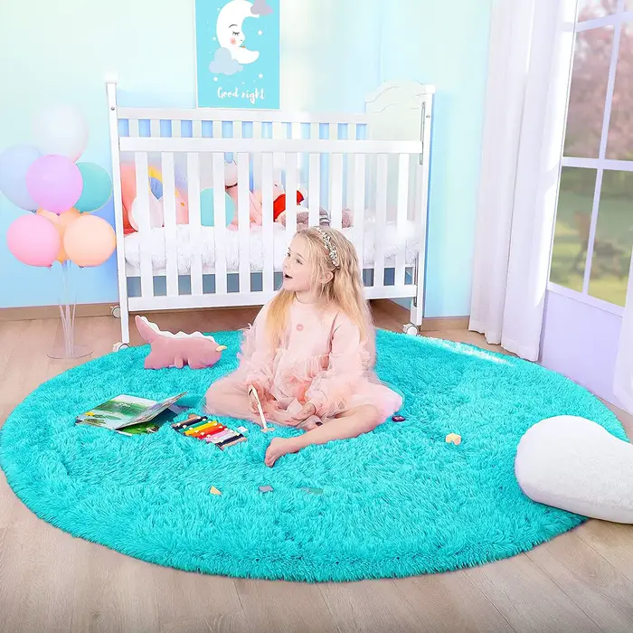 Tapis rond moelleux et doux pour chambre d'enfant