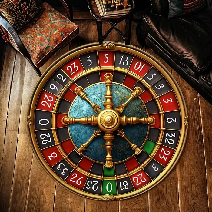 Tapis de conception de roue de roulette, tapis rond décor de casino tapis de salle de jeu tapis de d