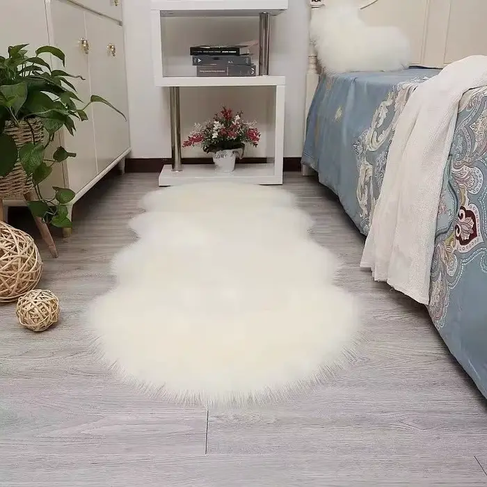 Tapis de chambre à coucher en laine artificielle, 45x120cm