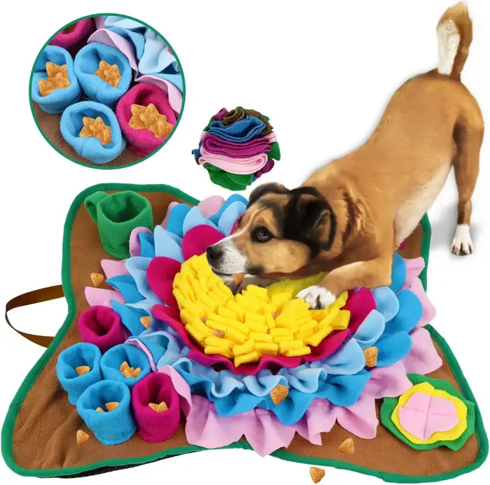 Tapis de distribution lente pour chien, Tapis de reniflage pour chien, Tapis d'entraînement à la dissimulation de nourriture, Stimule l'instinct naturel de recherche de nourriture