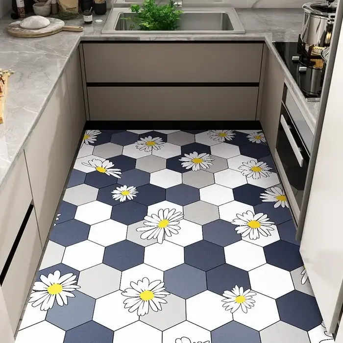 Tapis de cuisine anti-huile, antidérapant, imperméable, en PVC, tapis de sol en cuir, décoration intérieure, grands tapis de sol, Alfombra De Cocina 주방 카펫