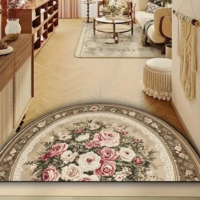 VIKAMA Tapis demi-rond vintage à motif floral