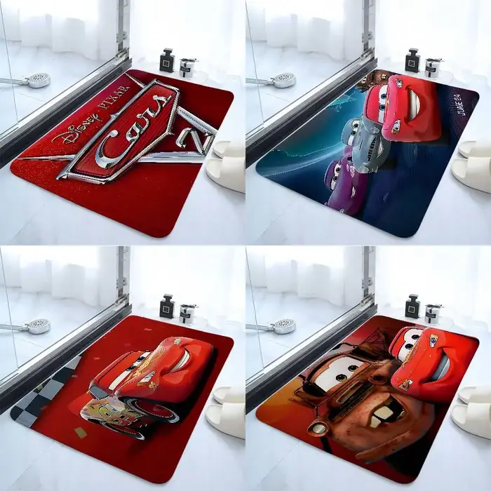 Tapis de salle de bain antidérapant en forme de voiture de dessin animé, tapis de porte, tapis de décoration pour la maison, tapis de porte d'entrée, tapis de porte résistant aux rayures