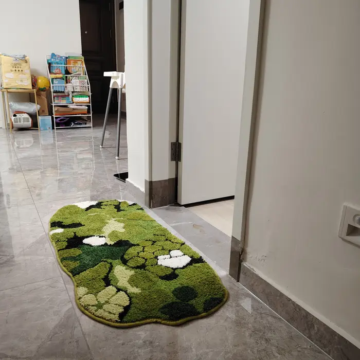 Tapis de chevet floqué en mousse de forêt