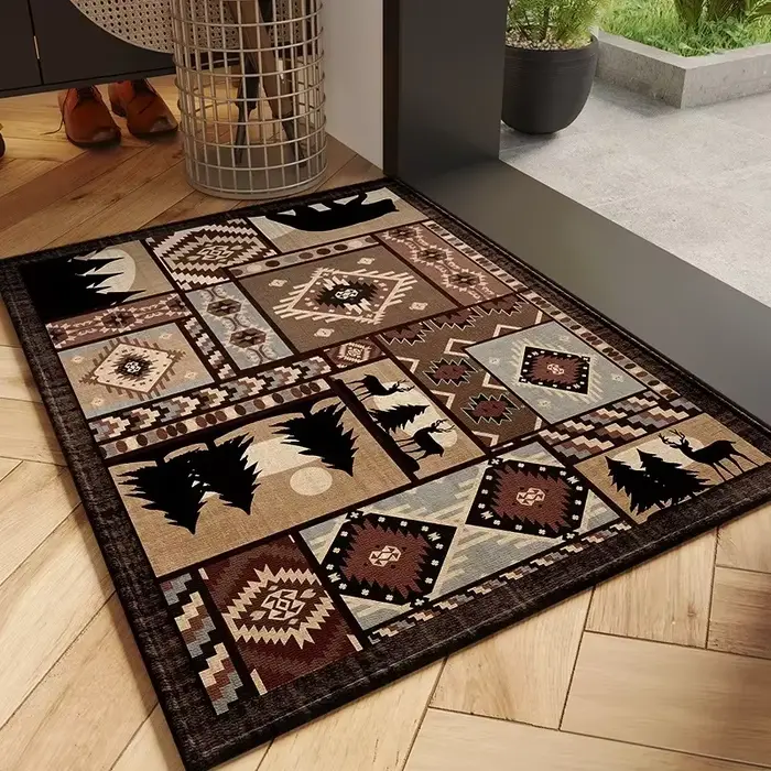 Tapis d'entrée de porte de style européen classique, matériau en polyester résistant aux virus de sa