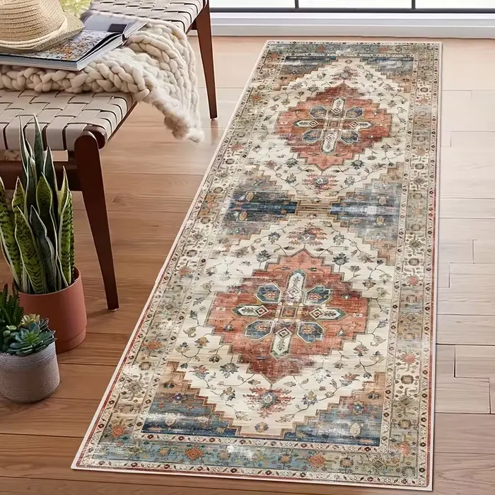 Tapis de couloir persan moderne rétro bohème léger tapis de chambre, tapis de cuisine de buanderie t