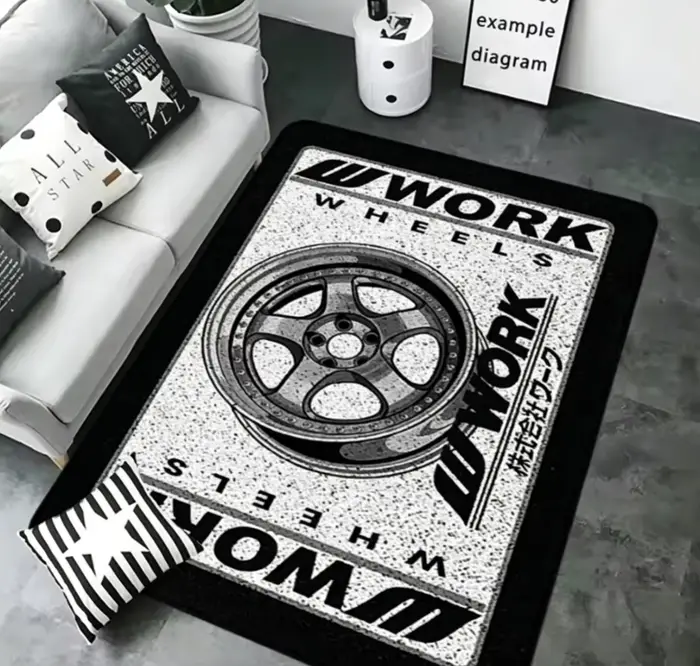 Tapis d'entrée Work Wheel Hub - Tapis antidérapant pour chambre, couloir, cuisine, coffre de voiture