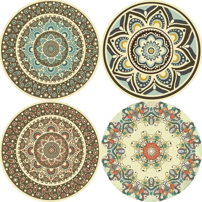 Polymères de sol Ethnic Persian Mandala Round Lea