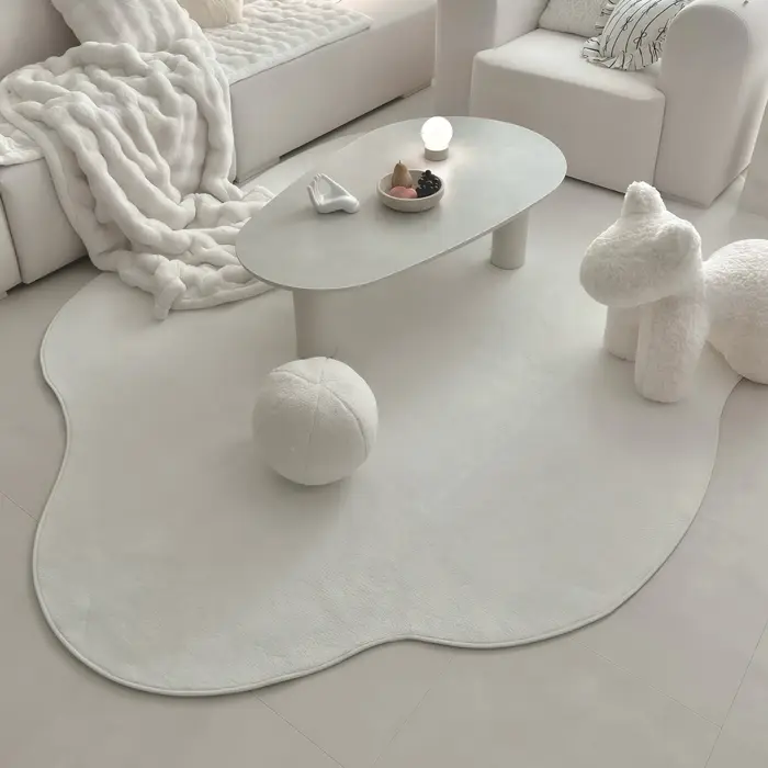 Tapis de couleur unie pour chambre à coucher, décoration irrégulière de salon, grand tapis moelleux 
