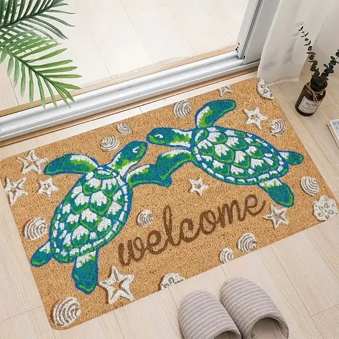 Tapis d'entrée en marron coco, tapis de sol antidérapant pour couloir, tapis de salon anti-poussière