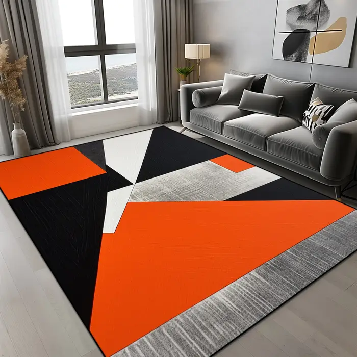 Tapis géométrique Orange pour salon