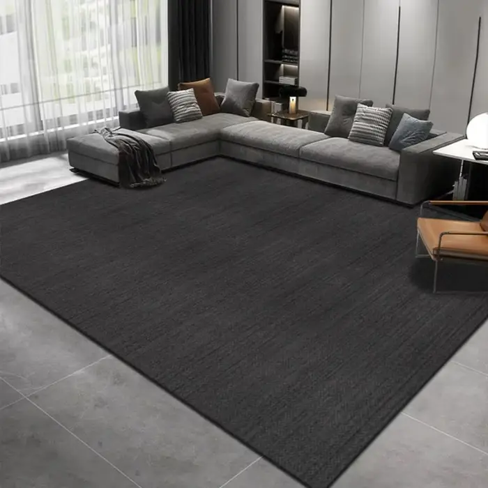 Mode couleur unie noir gris tapis salon décor canapé tapis chevet canapé tapis salon Table basse tap